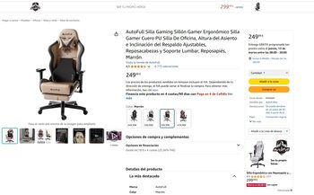 AutoFull Silla Gaming Gamer cuero Reposapiés