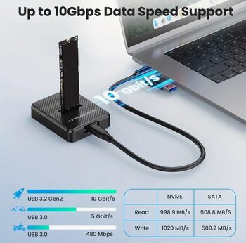 Didelės spartos M.2 NVMe & SATA į USB-C dokavimo stotis for sale