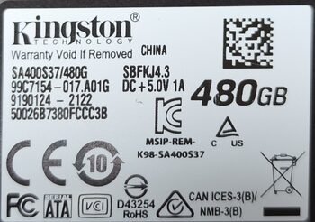 Kingston 480 GB SSD Storage for sale