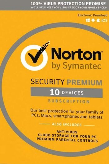 Norton Security Premium - 10 Device + 25 GB - 3 Year - Norton Key EUROPE