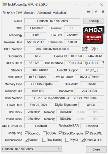 Redeem MSI Radeon RX 570 ARMOR 4G OCV1 4 GB 1168-1268 Mhz PCIe x16 GPU