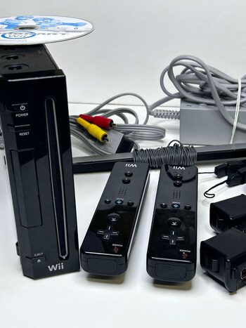 Nintendo Wii Žaidimų Konsolės Pilnas Juodas Rinkinys