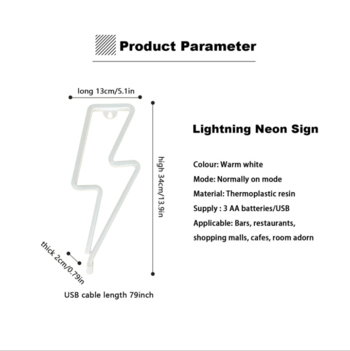 Redeem LED Neon dekoracija Žaibas rožinės spalvos