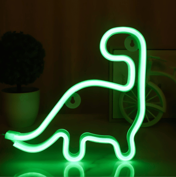 LED Neon dekoracija Dinozauras žalios spalvos