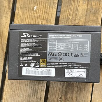 Seasonic S12II Series S12II-520 ATX v2.31, 80+ Bronze, All Black Cable, Fluid Bearing fan PSU maitinimo blokas PC Power supply