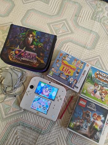 ️️️Nintendo 2DS Blanca y Roja + 3 Juegos + 4GB SD + Funda Zelda +Cargador Original 