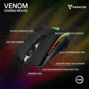 Get Paracon VENOM Gaming Mouse with LED Šviečianti Žaidimų Pelė