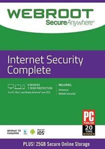 Webroot SecureAnywhere Internet Security COMPLETE 5 Devices 1 Year Key GLOBAL