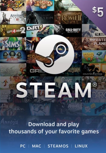 Tarjeta Regalo Steam 5 USD Clave Steam UNITED STATES