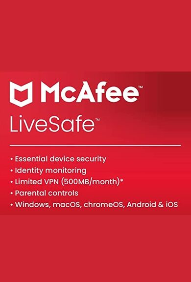 E-shop McAfee LiveSafe 2023 - Unlimited Device 1 Year Key GLOBAL