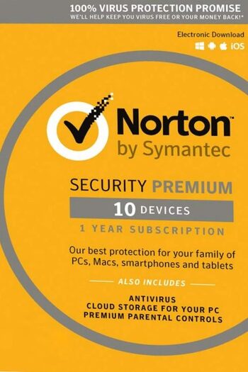 Norton Security Premium - 10 Device + 25 GB - 1 Year - Norton Key EUROPE
