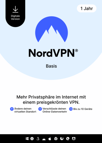 NordVPN Basic - 1 Year - 10 Devices (PC/MAC/Mobile) Premium VPN Software Subscription Key GERMANY