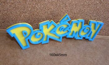 Pokemon letrero logo impreso en 3D con impresora filamento PLA