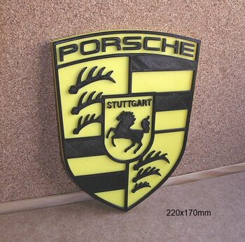 Porsche logotipo letrero cartel impreso en 3D