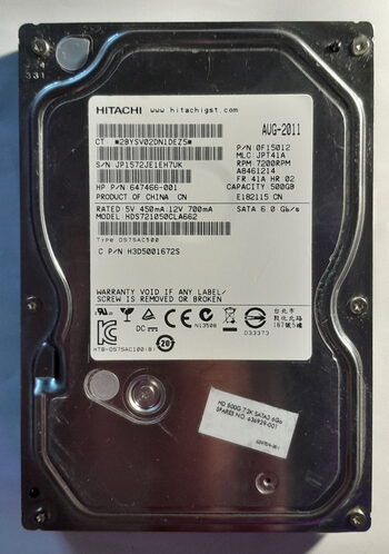 Hitachi 3,5' 500 GB HDD Storage SATA 6.0 Gb/s 7200 RPM