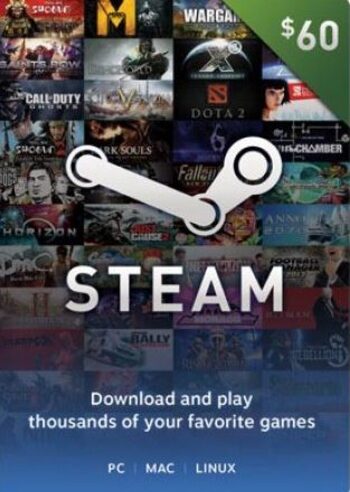 Steam Wallet Gift Card 60 USD Steam Key UNITED STATES