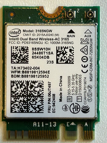 Intel 3160.NGWG Mini-PCIe 802.11a/b/g/n/ac Adapter