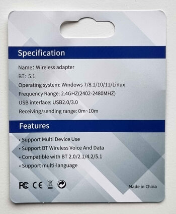 Get USB Bluetooth adapteris dongle BT 5.1