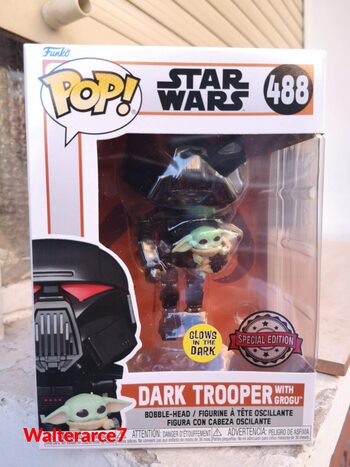 Funko Pop Star Wars 488 Dark Tropper With Grogu Special Edition Glows in the Dar for sale