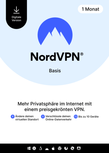 NordVPN Basic - 1 Month - 10 Devices (PC/MAC/Mobile) Premium VPN Software Subscription Key GERMANY