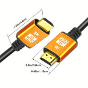 Aukštos kokybės HDMI 2.1 laidai 4K 120Hz 3m – nauji! 