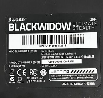 Razer Blackwidow Ultimate Stealth 2014 Mechaninė Klaviatūra