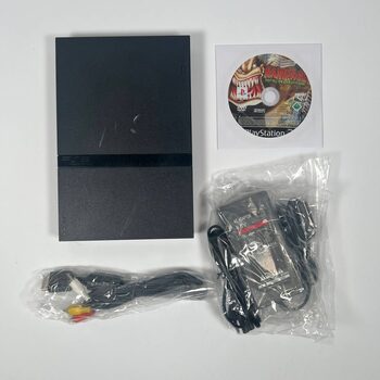 PlayStation 2 Slimline, Black, 8MB + Cables and a Game