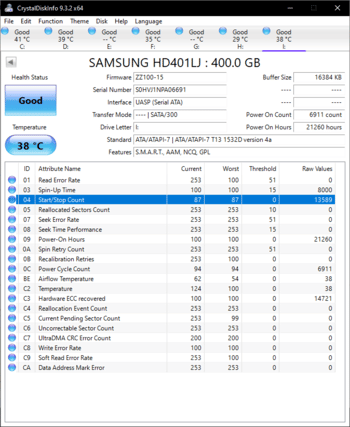 Samsung 400gb 3.5 Sata HDD