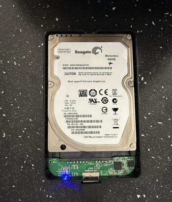 JMicron Generic 2.5" HDD/SSD dėžutė + Seagate 500 GB HDD Storage for sale