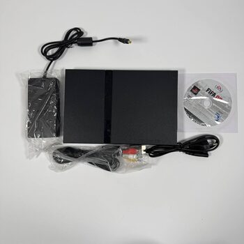 PlayStation 2 Slimline, Black + Cables and a Game