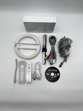 Atrištas Nintendo Wii RVL-101 Žaidimų Konsolės Pilnas Baltas Rinkinys