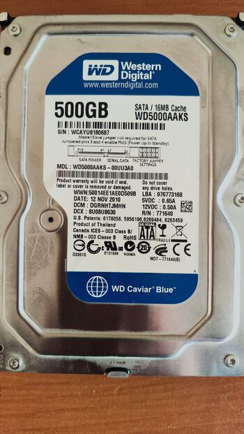 Lot De 2 Disques Durs WD 500 Go – 3Gb/s – SATA – Pour Ordinateur