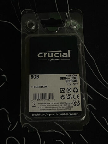 Crucial 8 GB DDR4 3200 SODIMM LAPTOP RAM