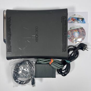 Xbox 360, Black, 250GB + Cables and 2 Games