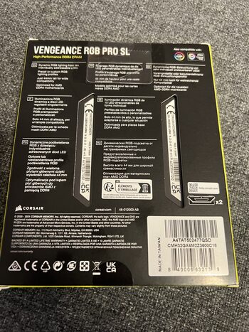 Corsair Vengeance RGB Pro SL 32 GB (2 x 16 GB) DDR4-3600 Black PC RAM