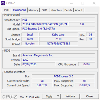 MSI Z170A GAMING PRO CARBON Intel Z170 ATX DDR4 LGA1151 3 x PCI-E x16 Slots Motherboard