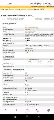 Procesador Intel Pentium III 933 MHz 133 Slot1 SL448 