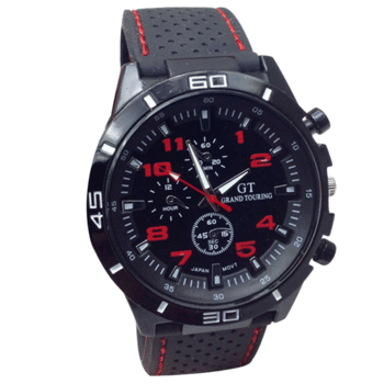 Reloj Para Hombre Deportivo Negro Con Rojo GT F1