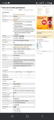 Intel Core i5-2400 3.1 GHz LGA1155 Quad-Core CPU