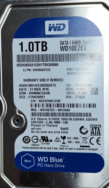 Western Digital WD Blue 1 TB HDD Storage