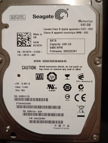 Seagate Momentus 640 GB HDD Storage