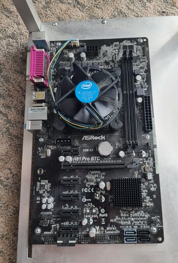 6 GPU Mining rig rėmas su Asrock H81 PRO BTC motinine ir Intel CPU komplektas