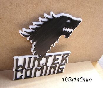 Winter is Coming letrero cartel logotipo en relieve impresion 3D