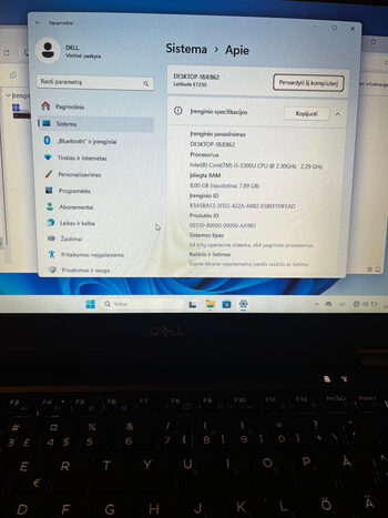 Dell Latitute E7250 8GB RAM ir 256GB atminties