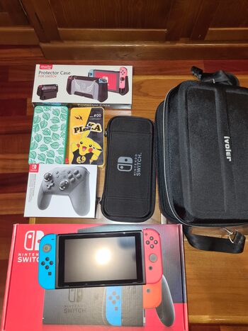 Nintendo Switch, Blue & Red, 32GB + accesorios + mando pro+ 30 juegos