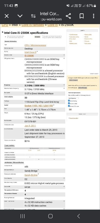 Buy Intel Core i5-2500K 3.3 GHz LGA1155 Quad-Core CPU