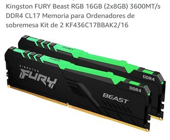 Kingston HyperX Fury RGB 16 GB (2 x 8 GB) DDR4-3600 Black / Silver PC RAM