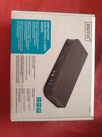 Conmutador KVM Profesional 2 puertos, 4k y usb 3.0 DIGITUS