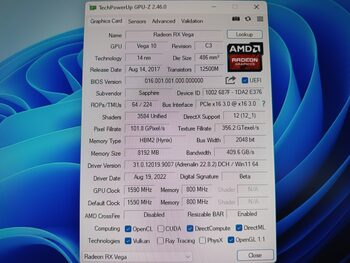 Sapphire Radeon RX VEGA 56 8 GB 1305-1572 Mhz PCIe x16 GPU for sale