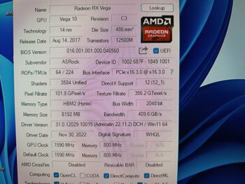 ASRock Radeon RX VEGA 56 8 GB 1156-1471 Mhz PCIe x16 GPU